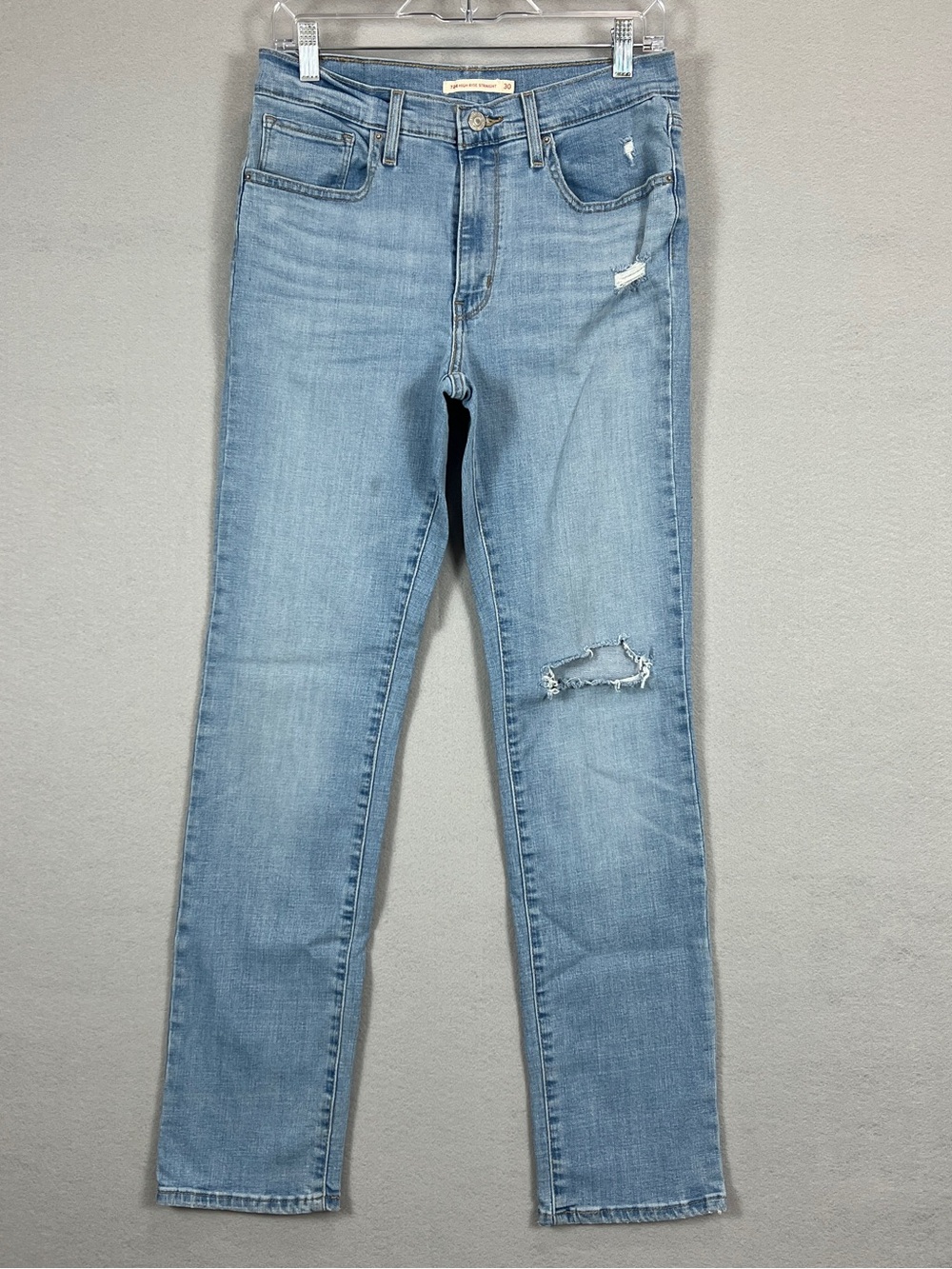 Levi's 724 Women's 30x32 High Rise Straight Jeans Slate Reveal Distressed